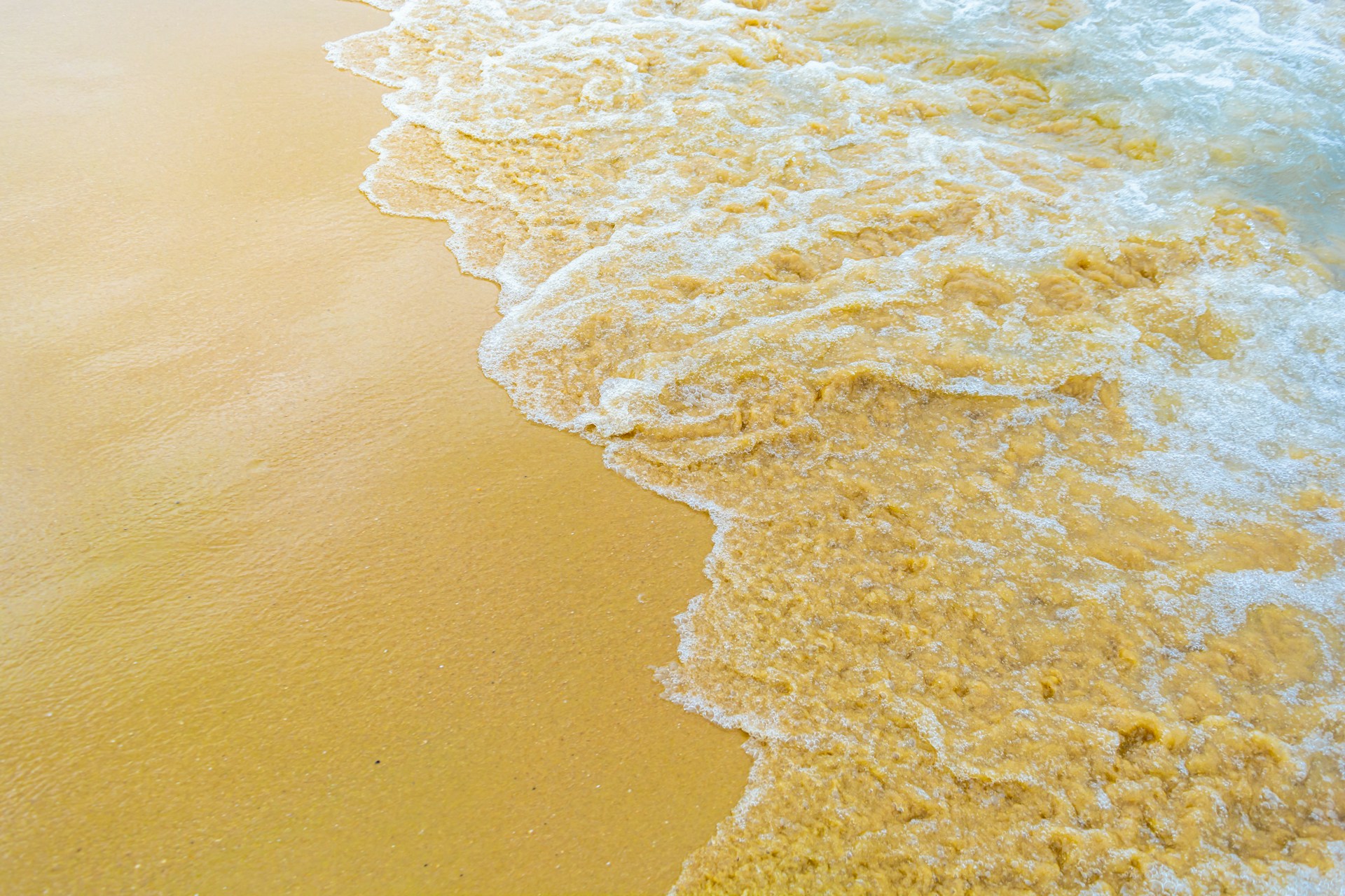 a beach with a wave coming in to the shore