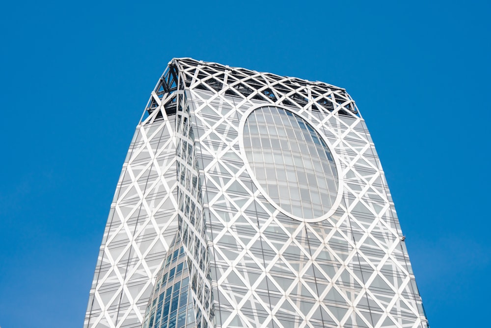 a very tall building with a circular window