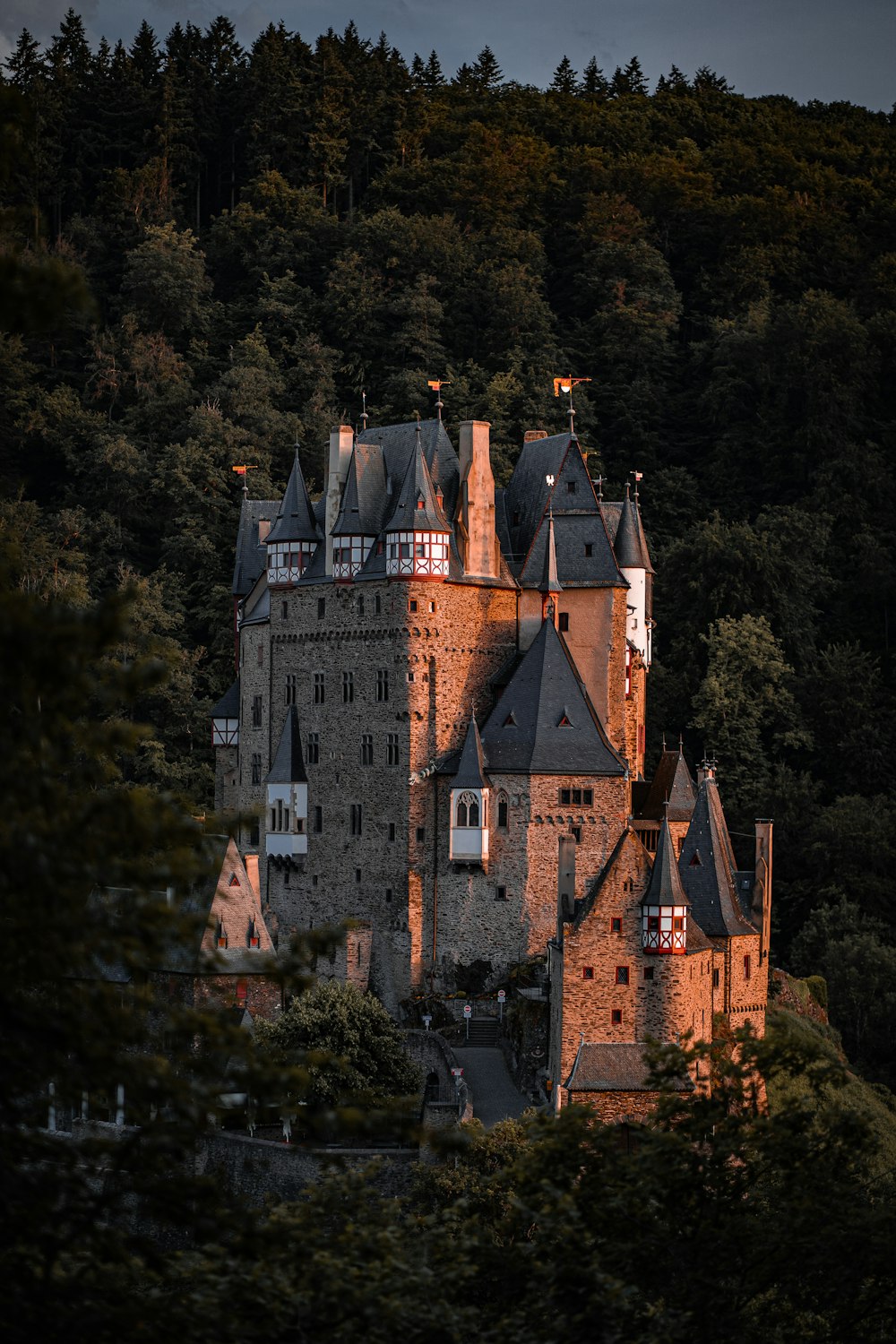 a castle with a clock on the top of it