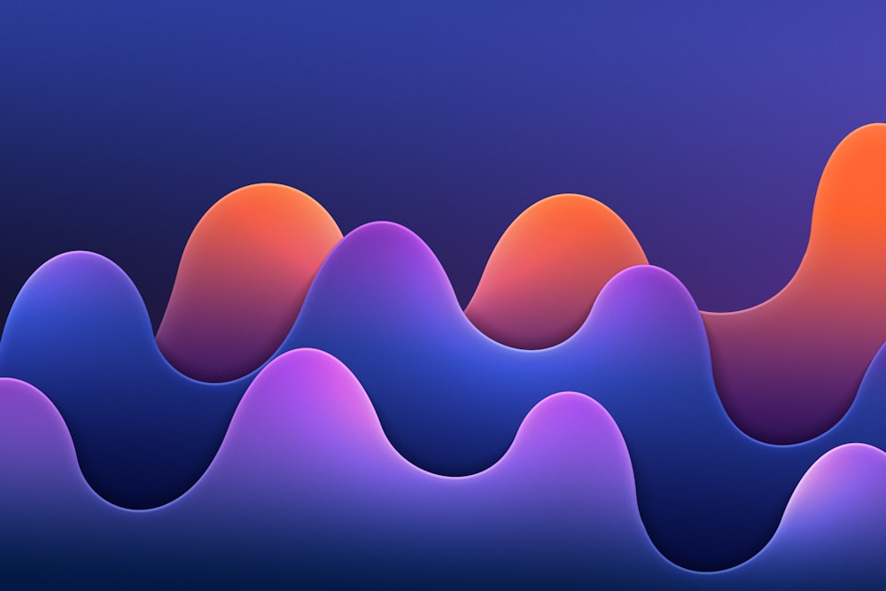 コンピューターが生成した紫とオレンジの波の画像