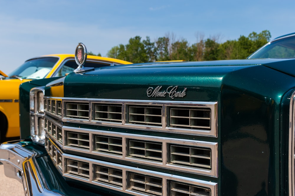 a close up of the grills on a classic car