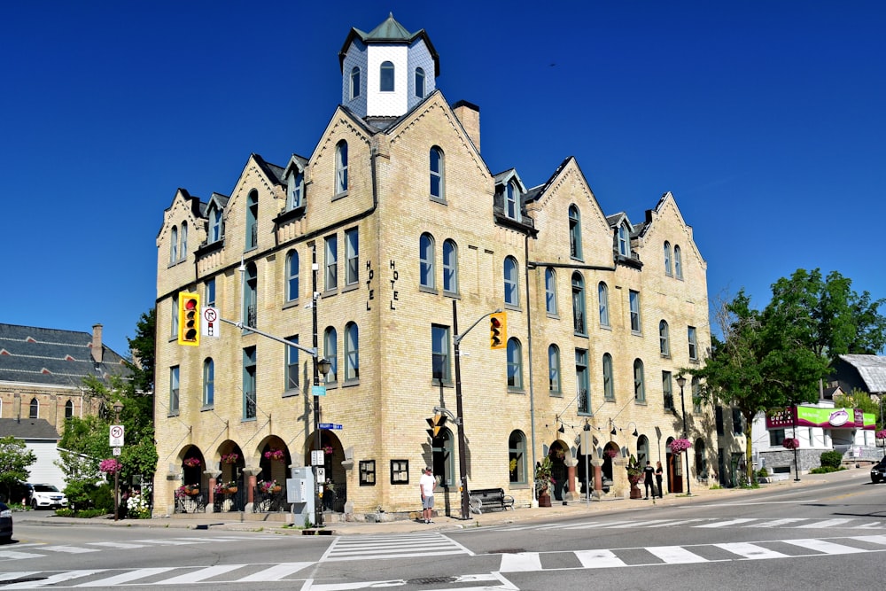 a large building with a clock tower on top of it