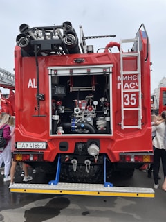 Community members gathered around a rescue vehicle during a public safety event in Türi Parish
