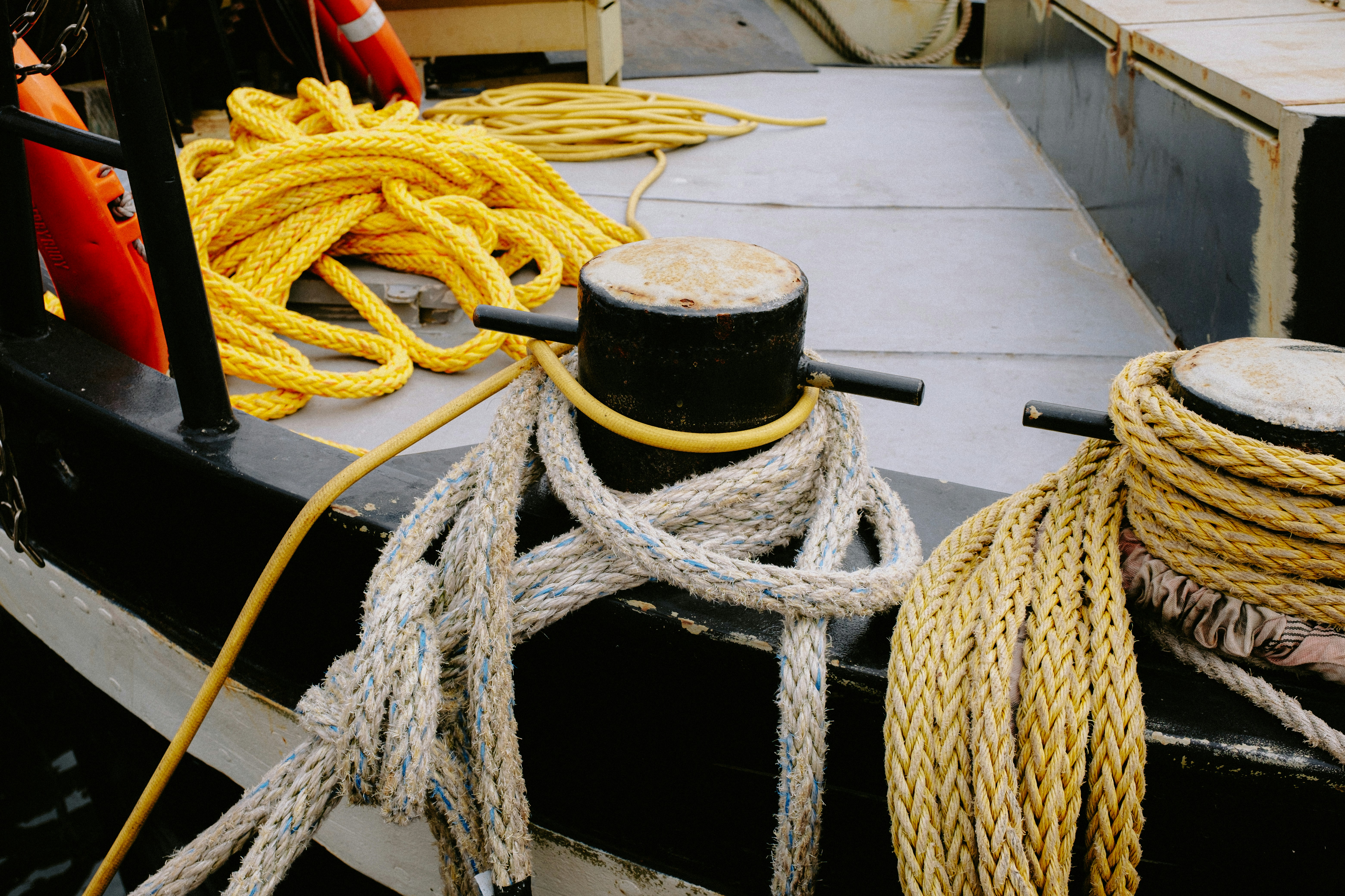 a close up of ropes on a boat