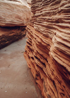 Close-up of layered rock formations revealing the mesa's ancient history