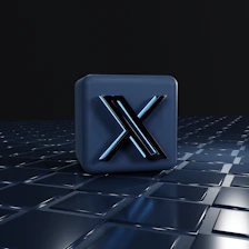 a black and blue square with a x on it