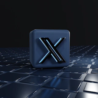 a black and blue square with a x on it