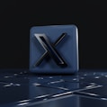 a blue square object with a black x on it