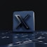 a blue square object with a black x on it