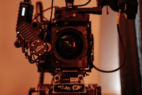 a close up of a camera on a tripod