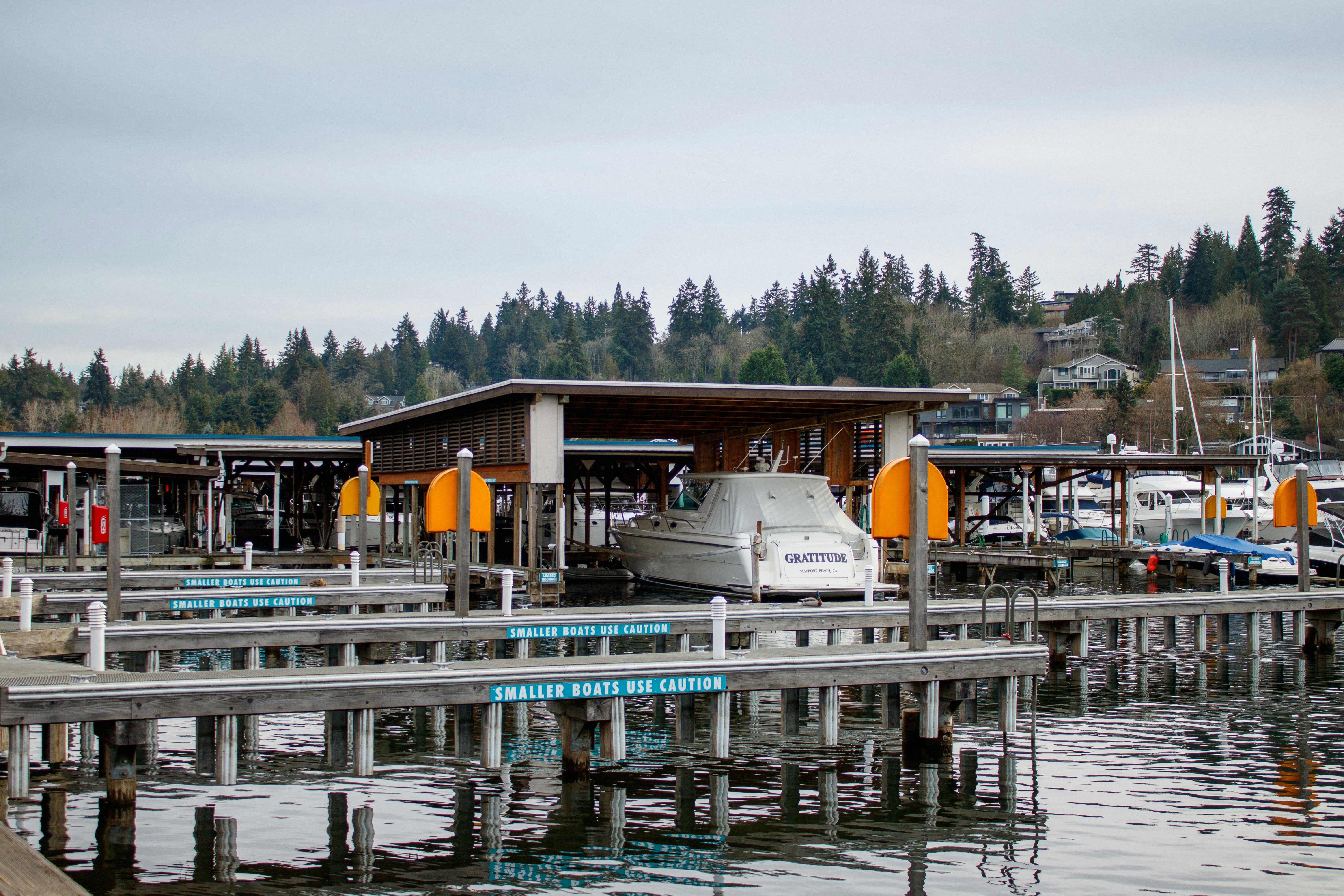 Boat docked in water