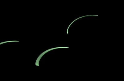 Clean, minimal 3D visual graph with animated data points glowing in cyan against black.