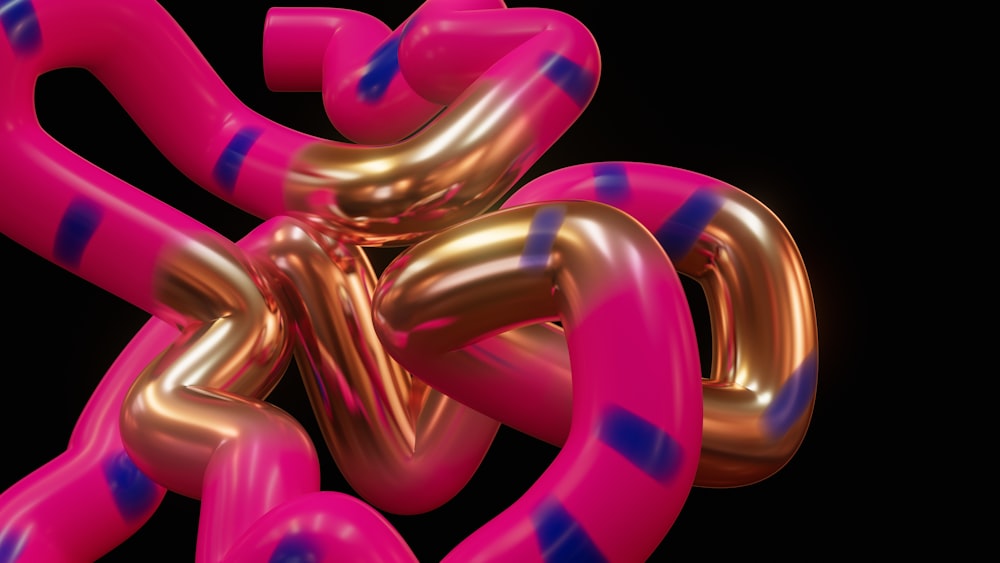 a pink and blue chain with a black background