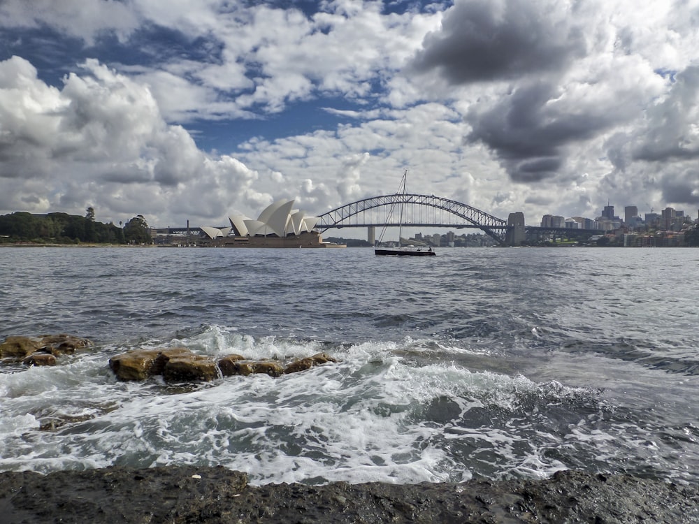 a large bridge over a large body of water