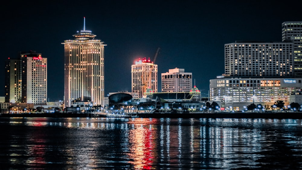 a view of a city at night from across the water