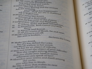 A close-up view of an open book showcasing text in neat, uniform columns. The text is dark against a light-colored page, organized in a structured and easy-to-read manner.