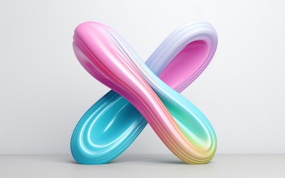 a multicolored letter x on a white background