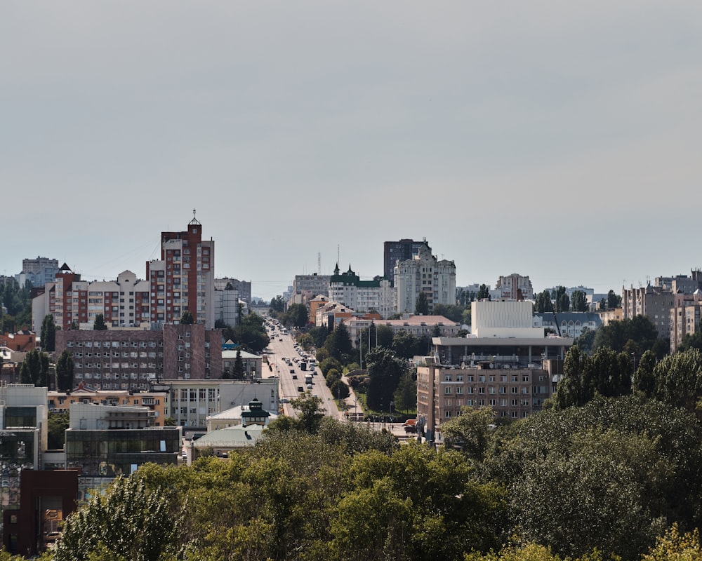 a city with lots of tall buildings and trees