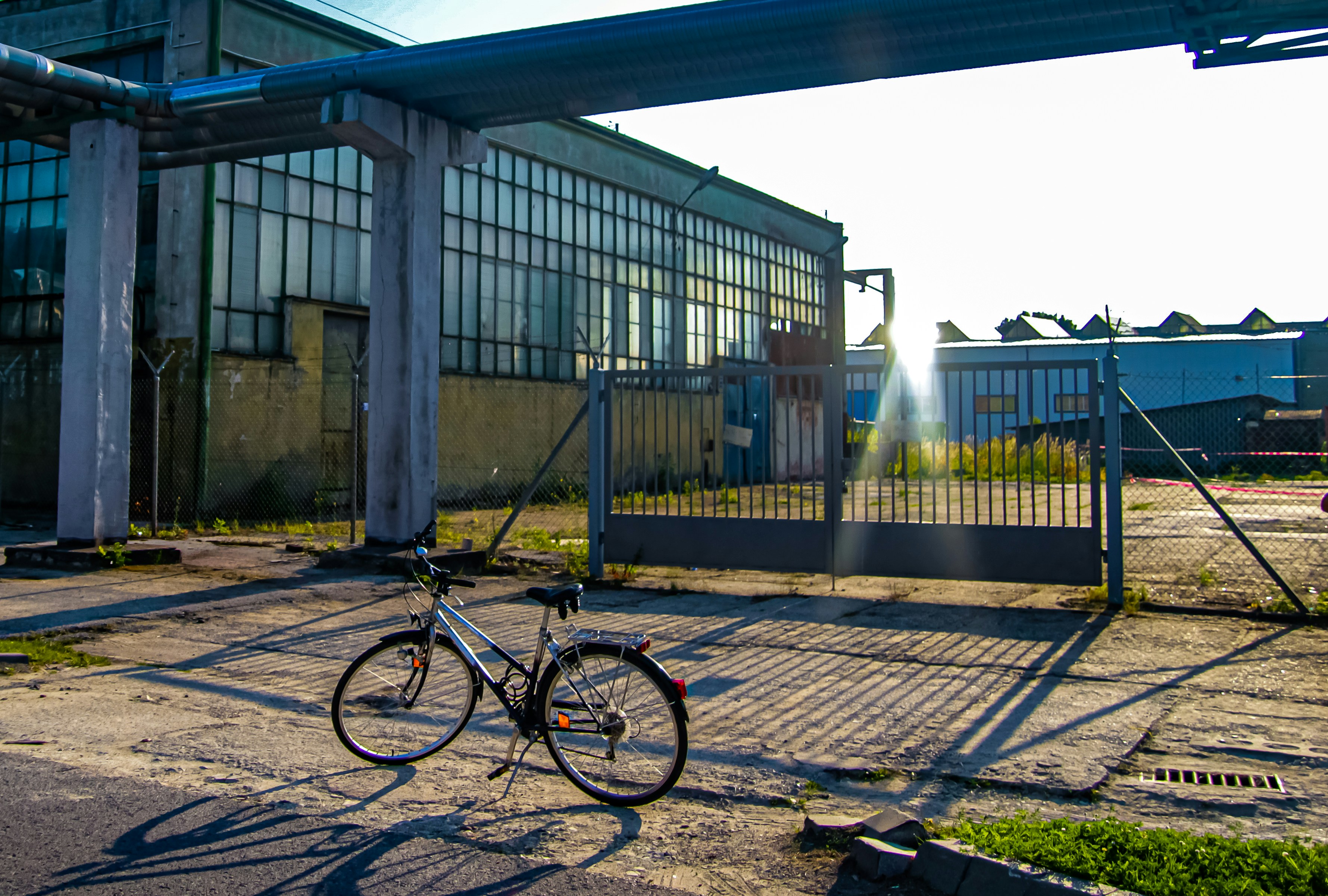 a bike parked in front of a building