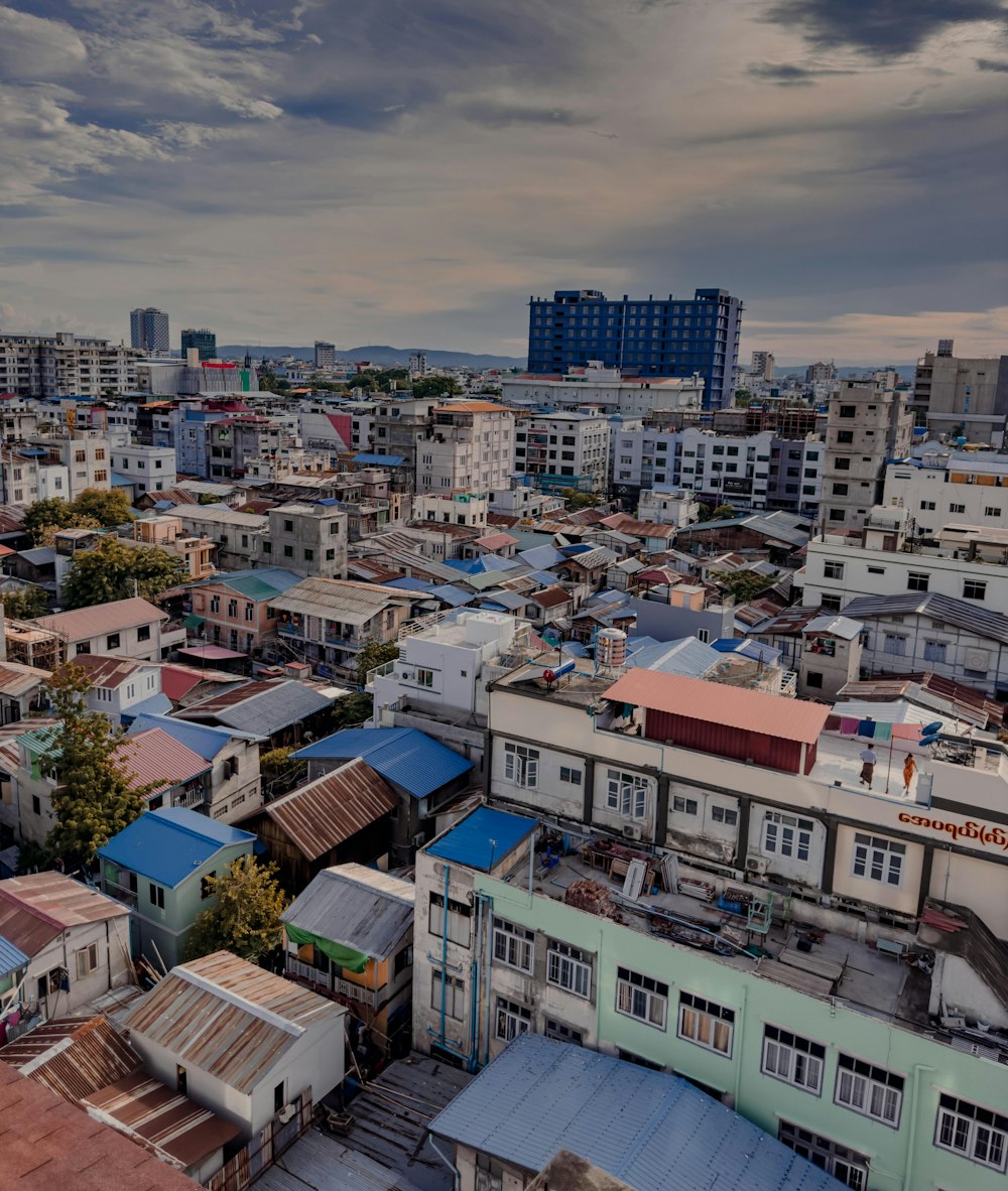 a view of a city with lots of buildings