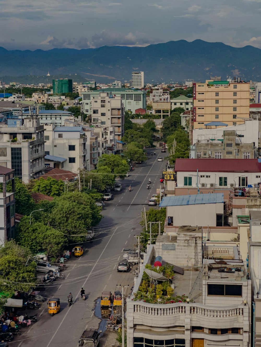 a view of a city from a tall building