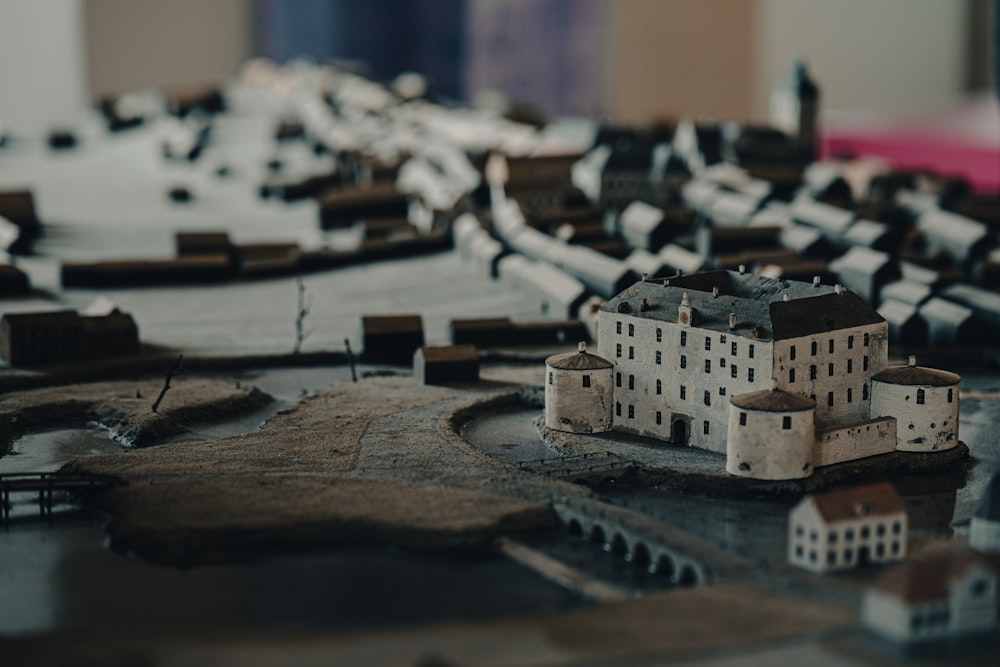 a model of a city is shown on a table