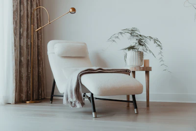 a chair and a table in a room