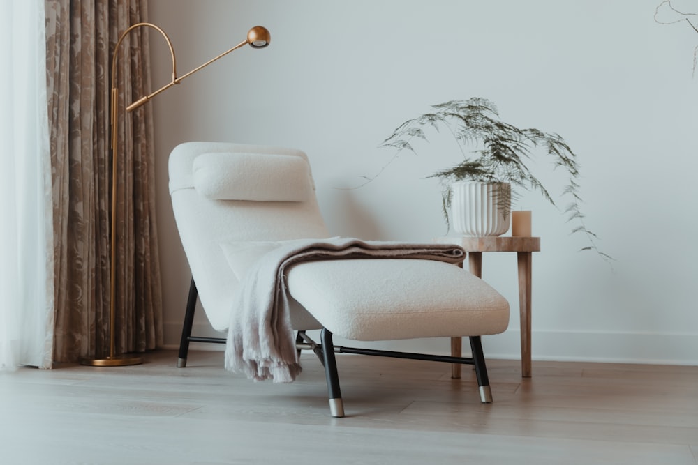 a chair and a table in a room