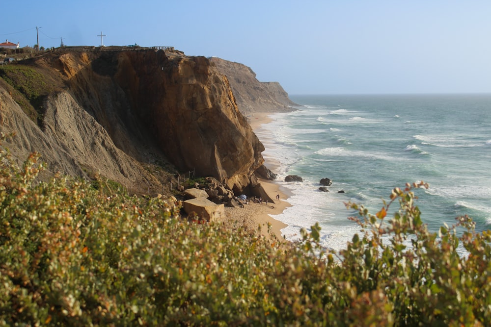 a view of the ocean from a cliff