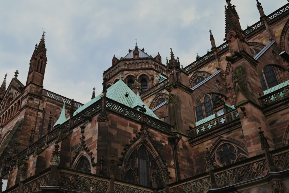 a large building with a clock on the front of it