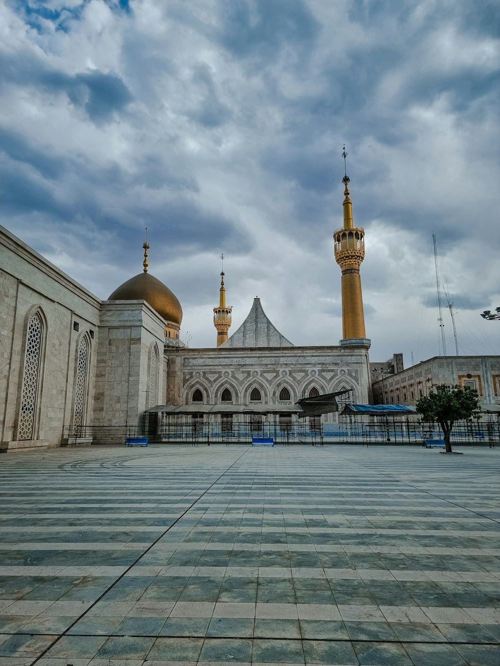 a large building with two towers on top of it