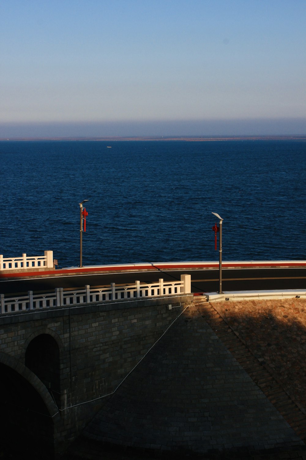 a bridge over a large body of water