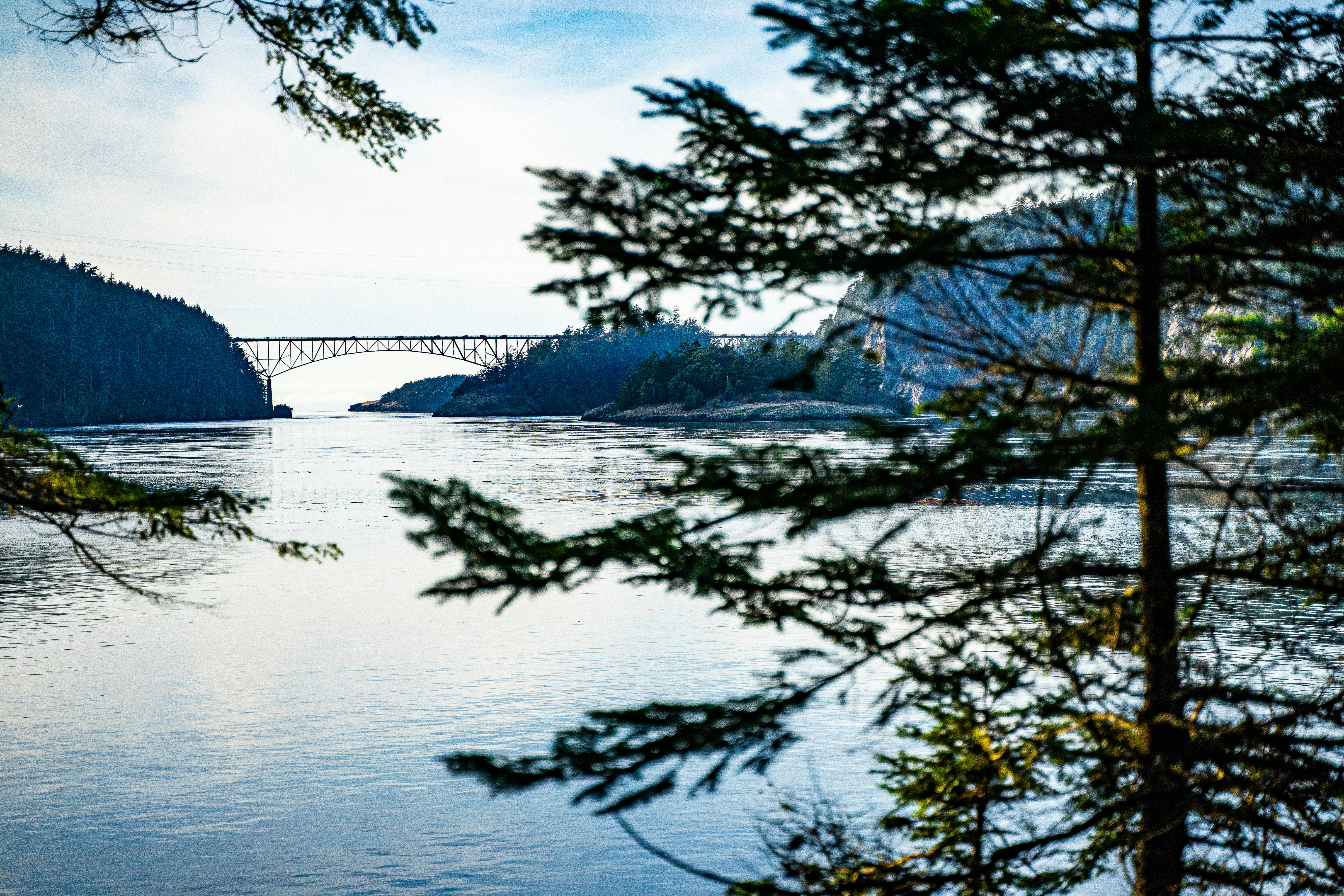 un pont au-dessus d’un grand plan d’eau
