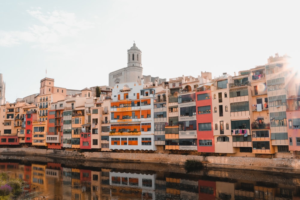 a city with lots of buildings next to a body of water