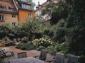 A serene garden space ideal for relaxation and gatherings.