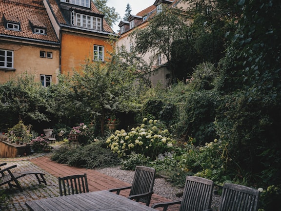 Serene garden area perfect for relaxation.
