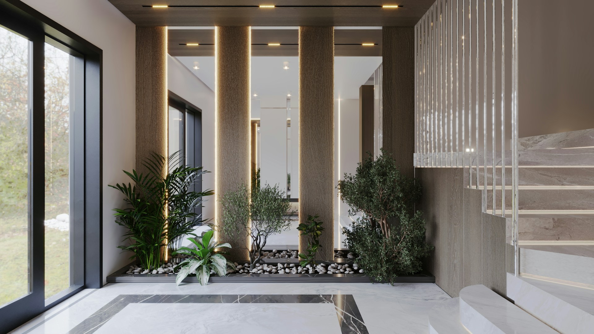 a very nice looking room with some plants in it