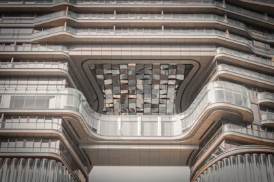 An elegant mixed-use development showcasing geometric shapes and balanced proportions.