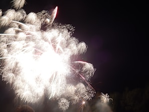 A dazzling burst of multi-colored aerial fireworks lighting up the night sky over Kodambakkam.
