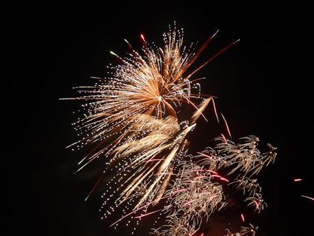 Brilliant fireworks display in the night sky, featuring an array of vibrant and colorful bursts with an impressive array of sparkles and streaks.