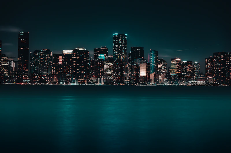 skyline de Miami iluminado de noche