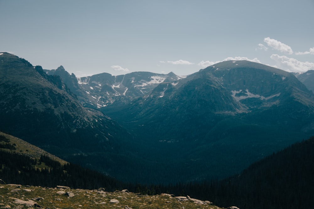 a view of a mountain range in the distance