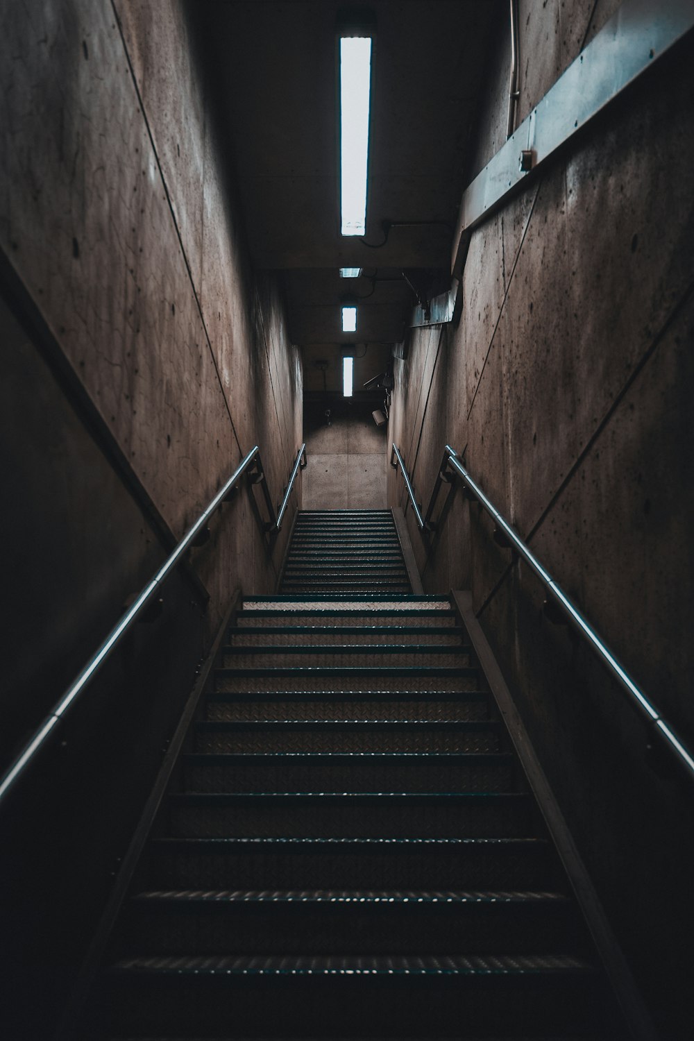 a set of stairs leading up to a window