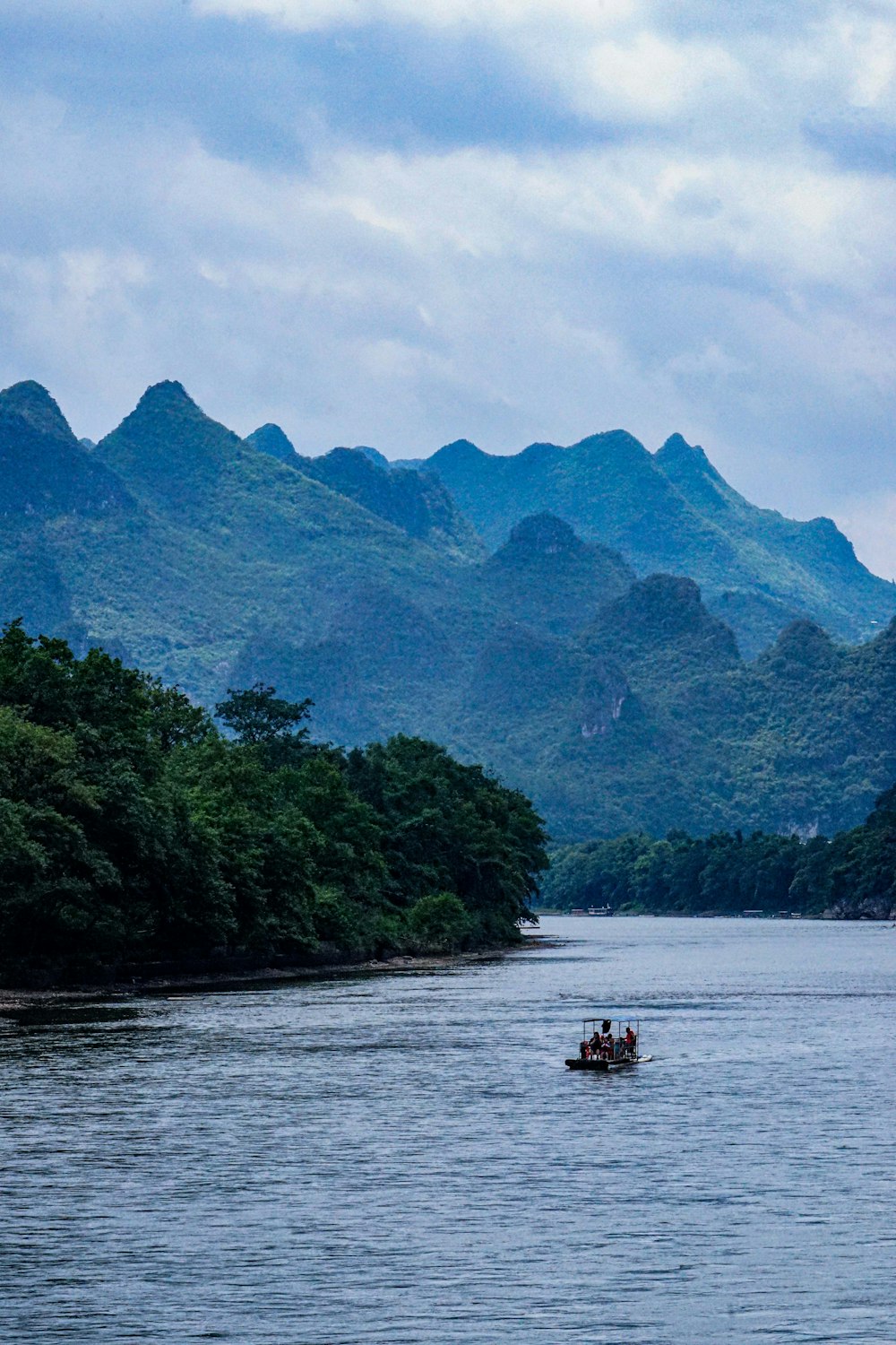 a small boat on a large body of water