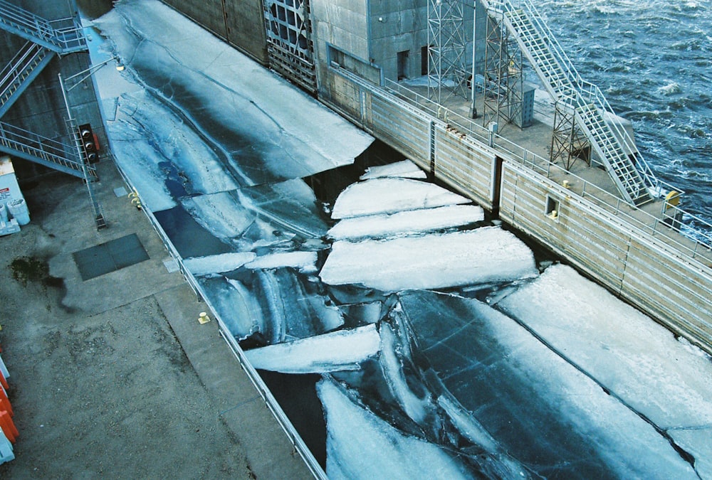 a large body of water with ice on it