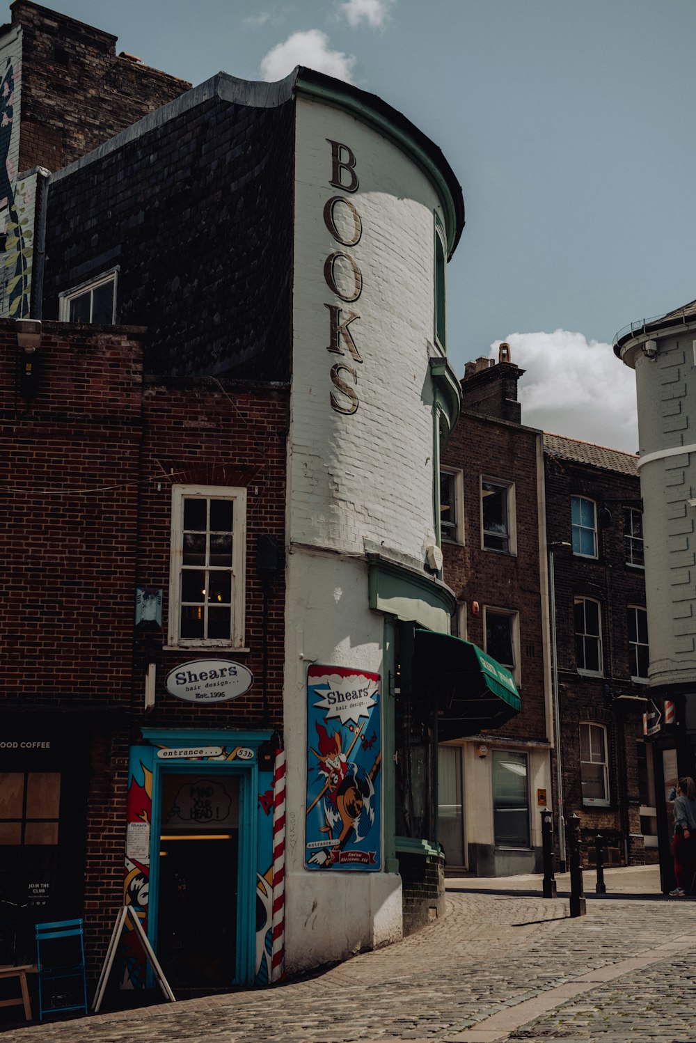 a building with a sign on the side of it