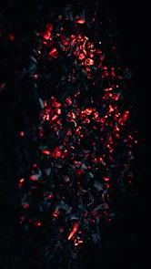 a close up of a black and red object