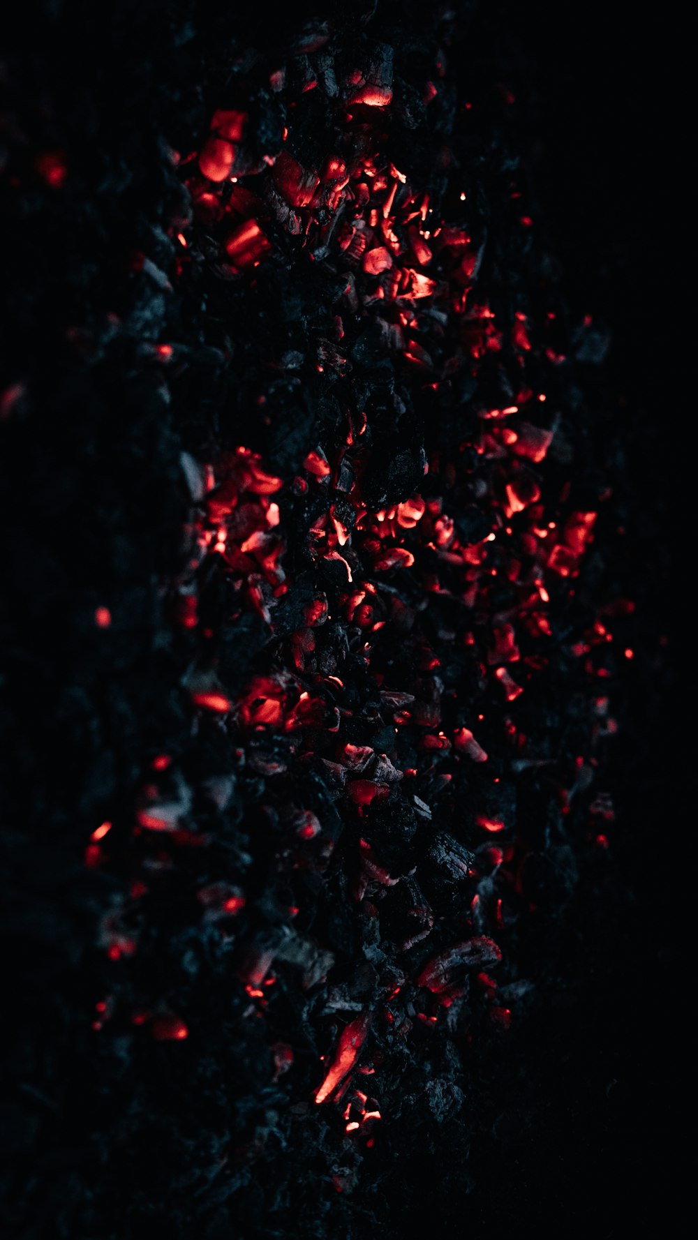 a close up of a black and red object