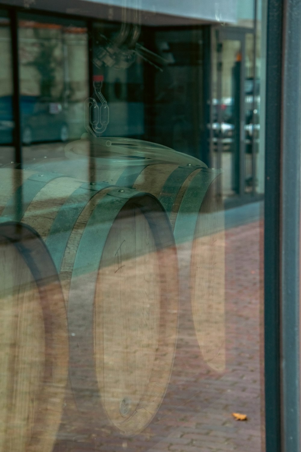 a reflection of a table in a window