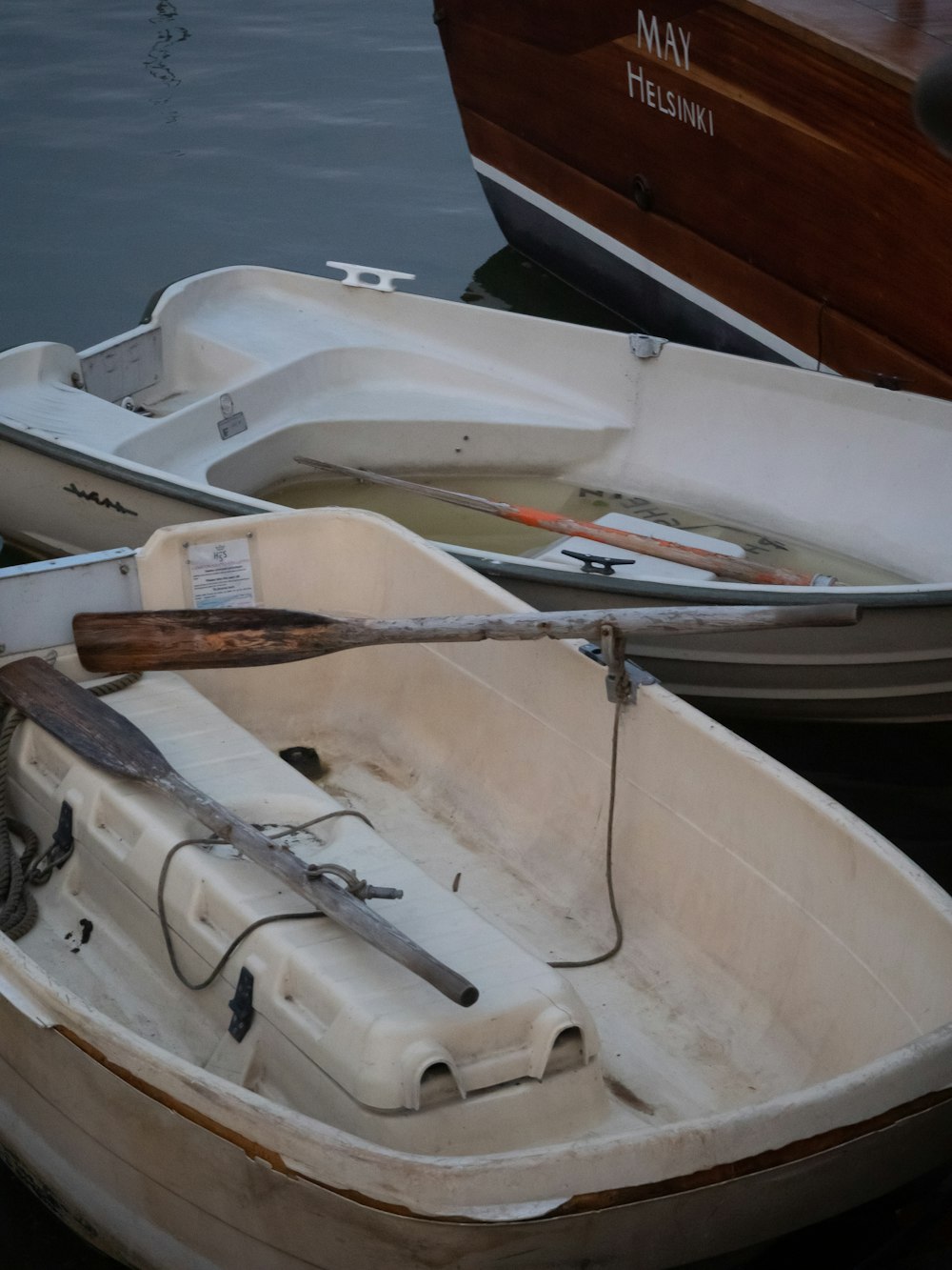 a couple of boats that are sitting in the water